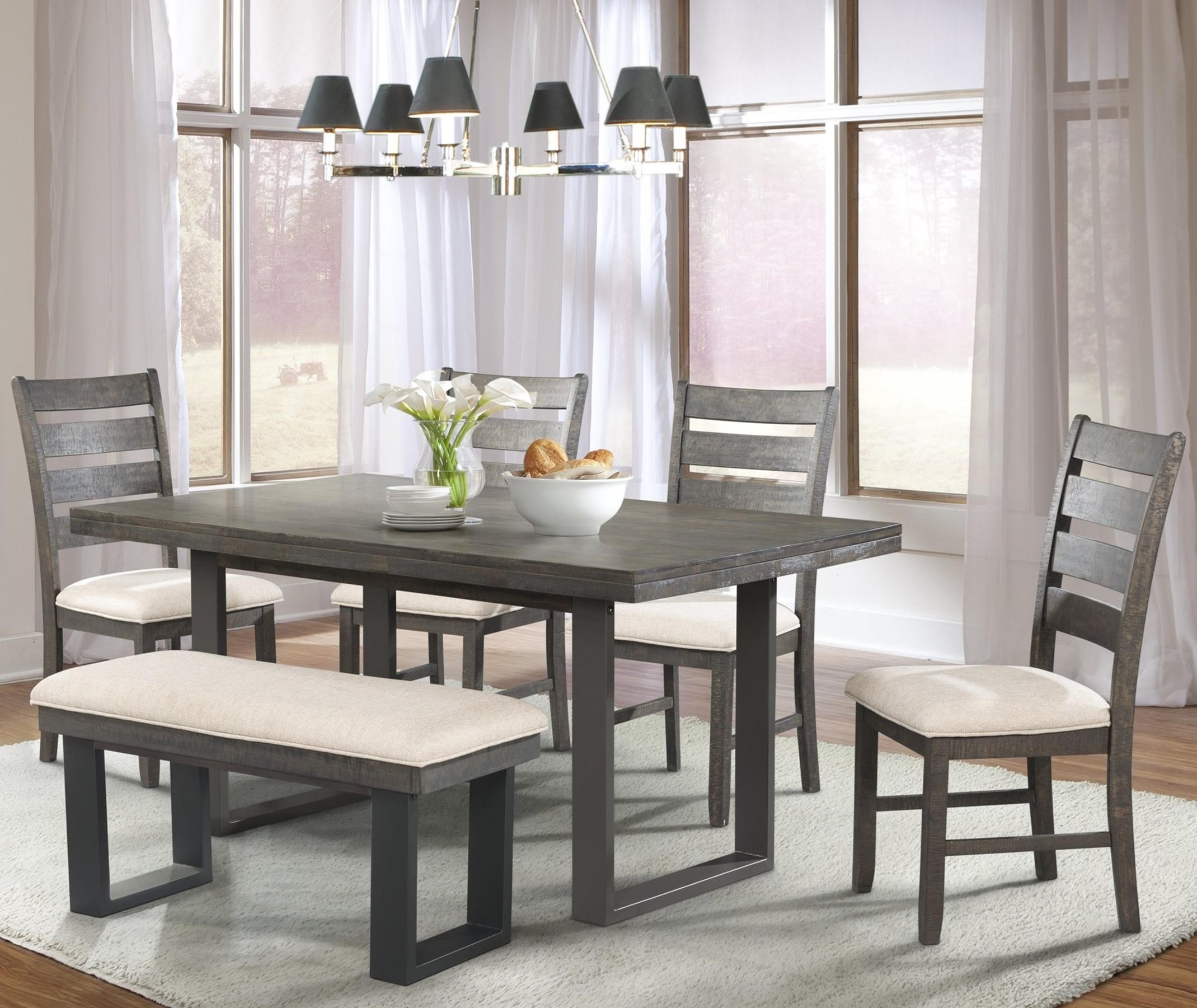 Elements International Sawyer DSW100SB6PC Contemporary Dining Table Set